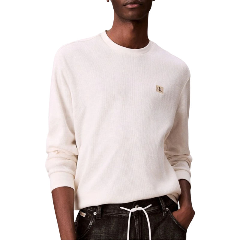 Muški duks Calvin Klein Ls Waffle Badge Crewnk Tee