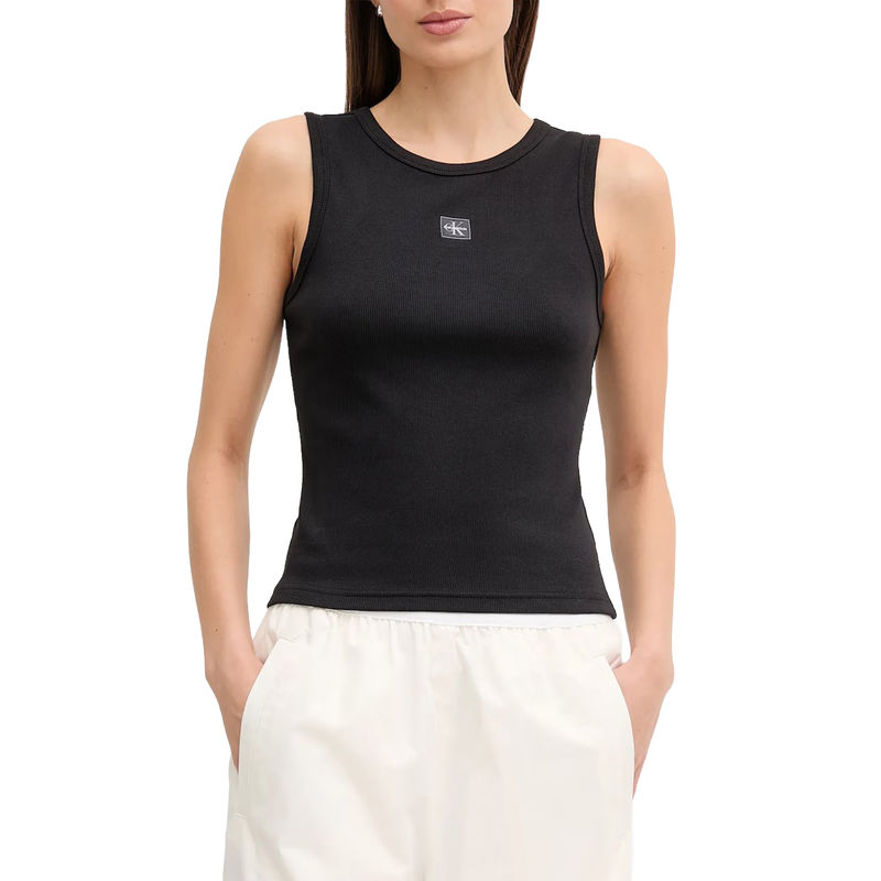 Ženska majica Calvin Klein A - Woven Label 2X2 Cotton Rib T