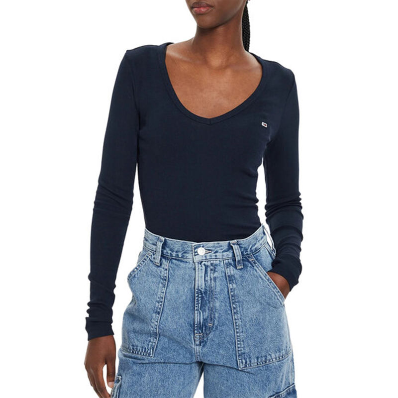 Ženska majica Tommy Hilfiger Tjw Slim Essential Rib V Ls