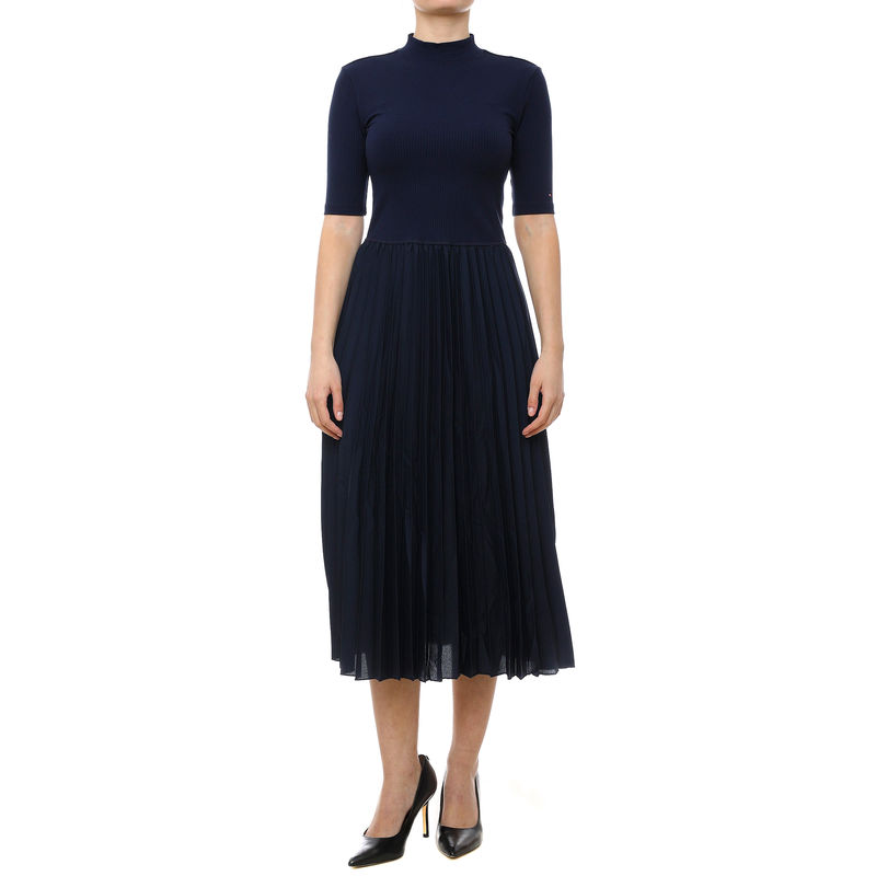Ženska haljina Tommy Hilfiger 5X2 Rib Mix Media dress