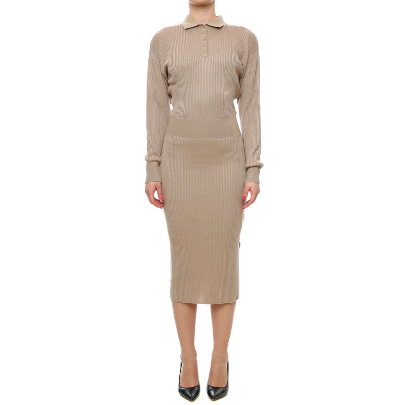 Ženska haljina Tommy Hilfiger Fine Ribs Polo Ls Swt dress