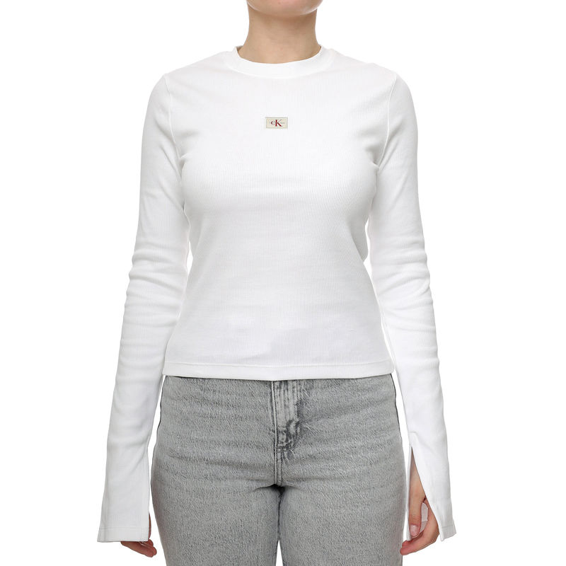 Ženska majica Calvin Klein Woven Label Rib Ls top