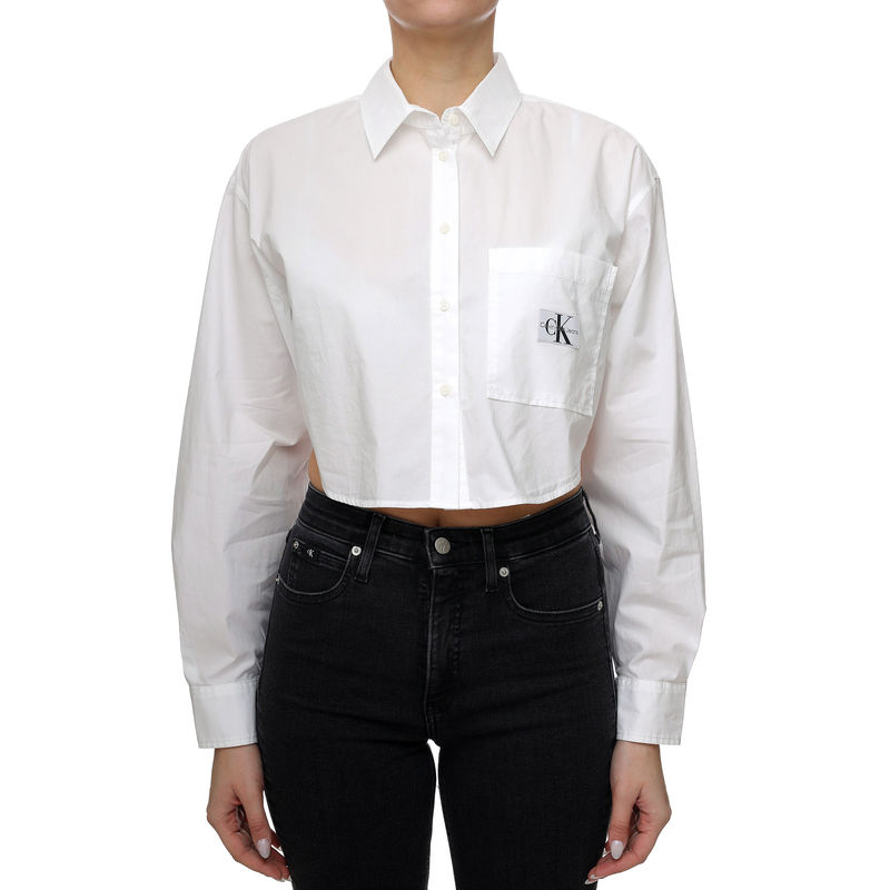 Ženska košulja Calvin Klein Woven Label Cropped Ls Shirt