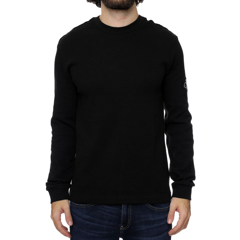 Muška majica Calvin Klein MONOGRAM BADGE WAFFLE LS TEE