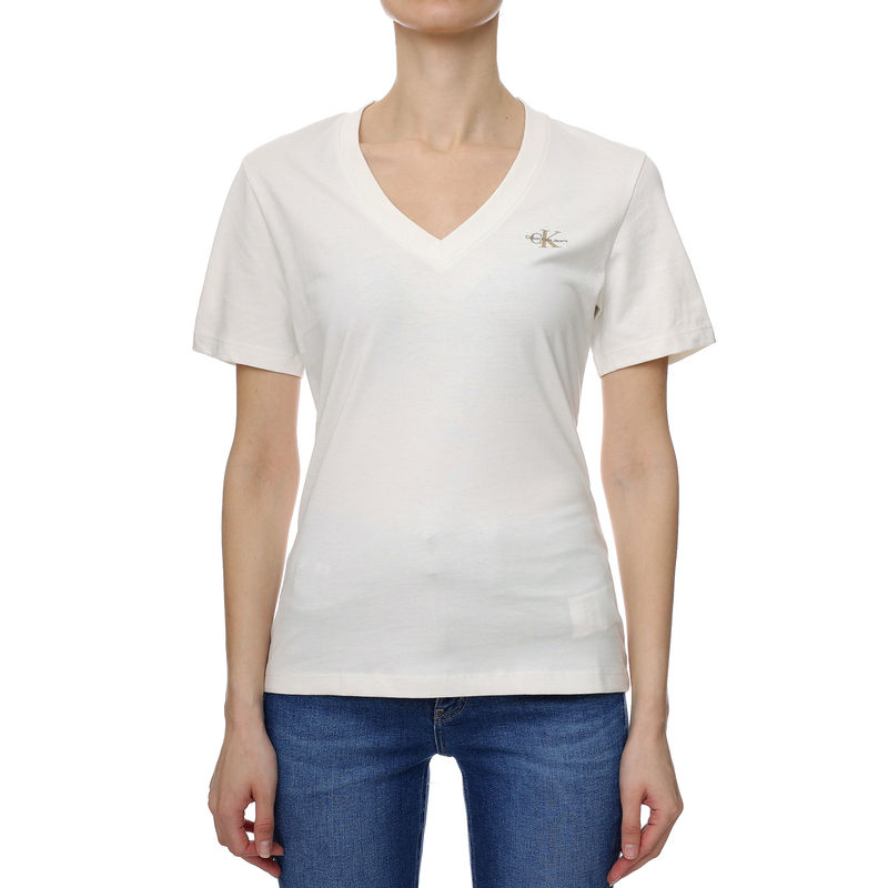 Ženska majica Calvin Klein Micro Monologo Slim V-Neck Tee