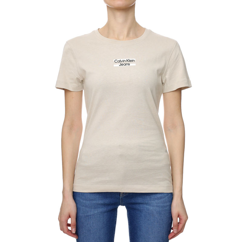 Ženska majica Calvin Klein Stripe Logo Short Sleeve