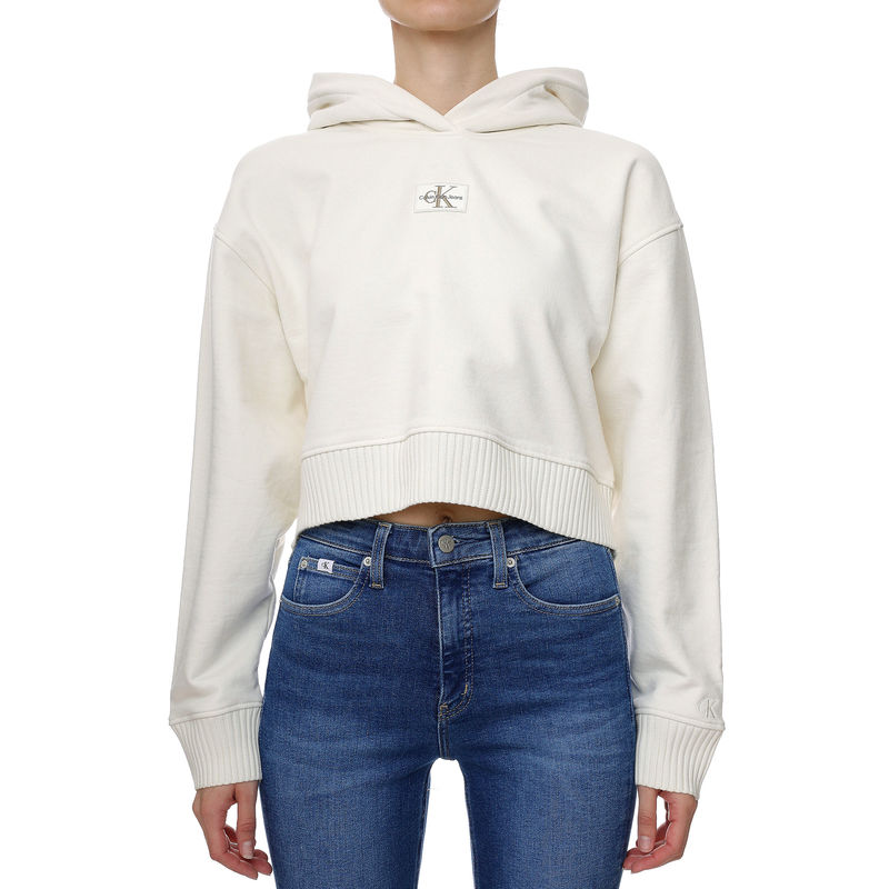 Ženski duks Calvin Klein Badge Wide Sleeves Crop Hoodie