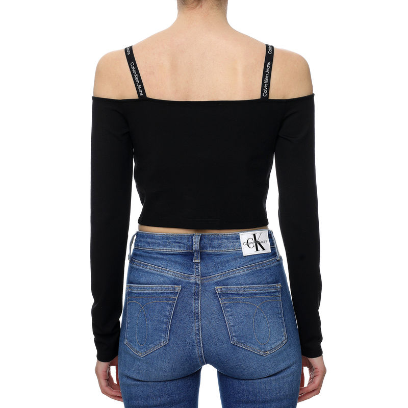 Ženski top Calvin Klein Logo Straps Milano Long Sleeve