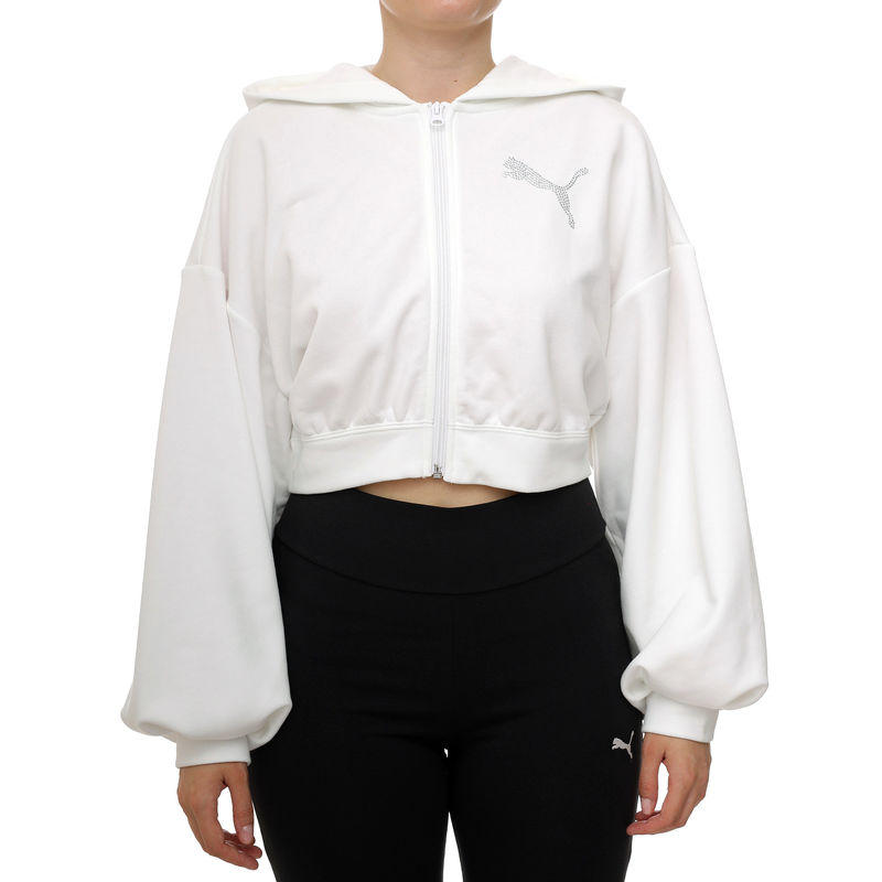 Ženski duks sa zipom i kapuljačom Puma Ess graphic bedazzled fz hoodie tr