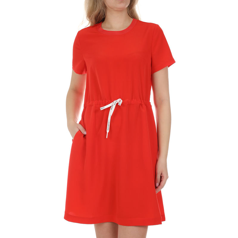 Ženska haljina Calvin Klein BRANDED DRAW CORDS WAISTED DRESS