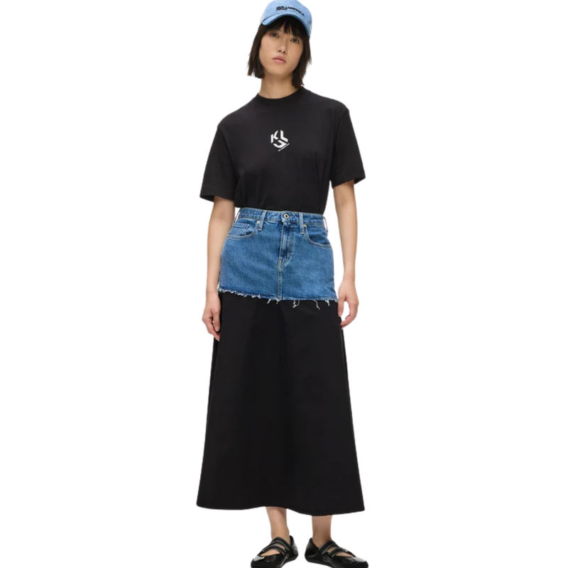 Ženska suknja KLJ Mixed denim maxi skirt
