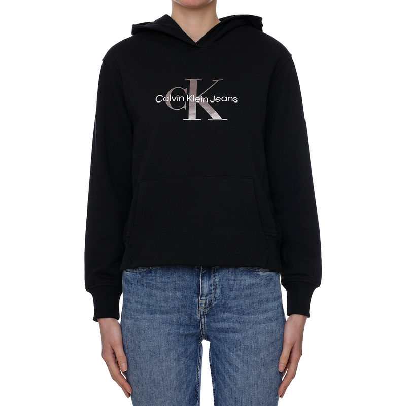 Ženski duks Calvin Klein GUNMETAL MONOGRAM HOODIE