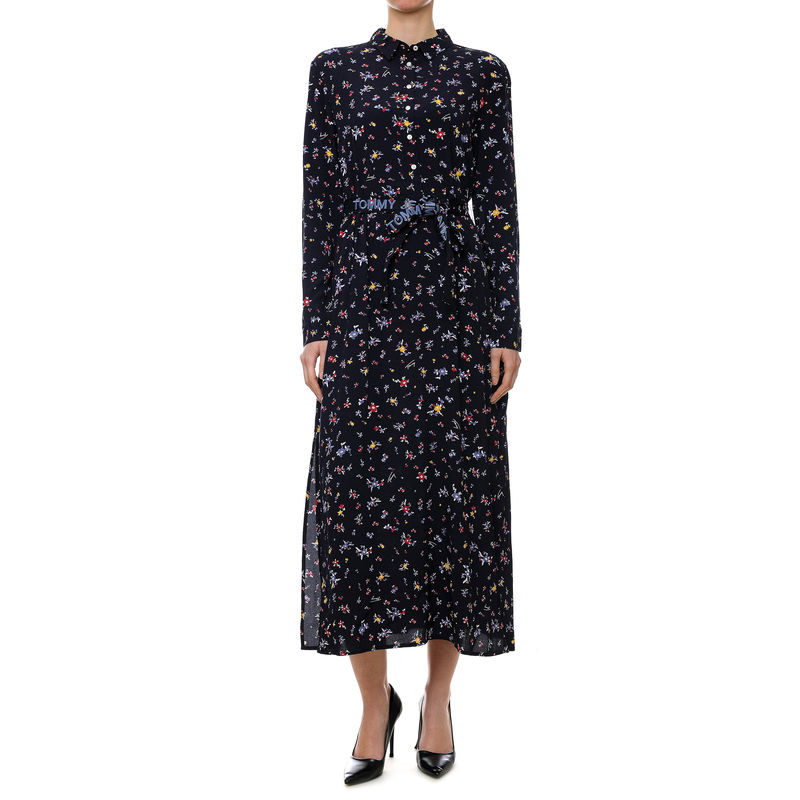 Ženska haljina Tommy Hilfiger PRINTED BELT SHIRT DRESS 0GJ