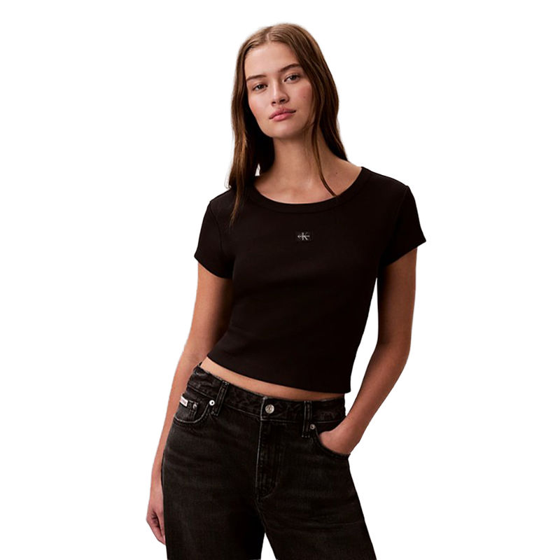 Ženska majica Calvin Klein Woven label 2x2 baby rib baby te