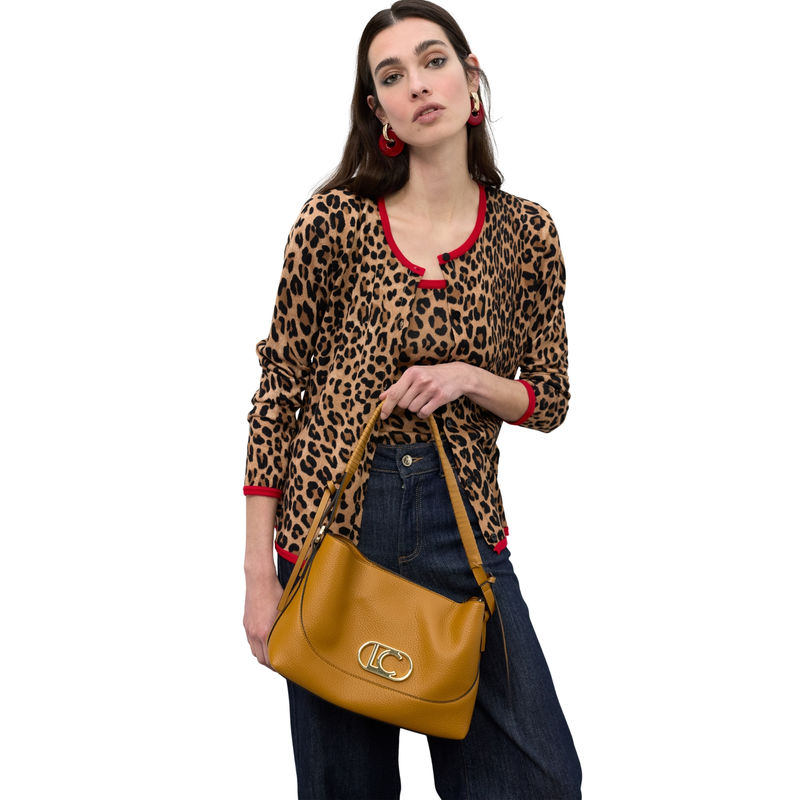 Ženski džemper Lola Red cardigan with contrast ribbing