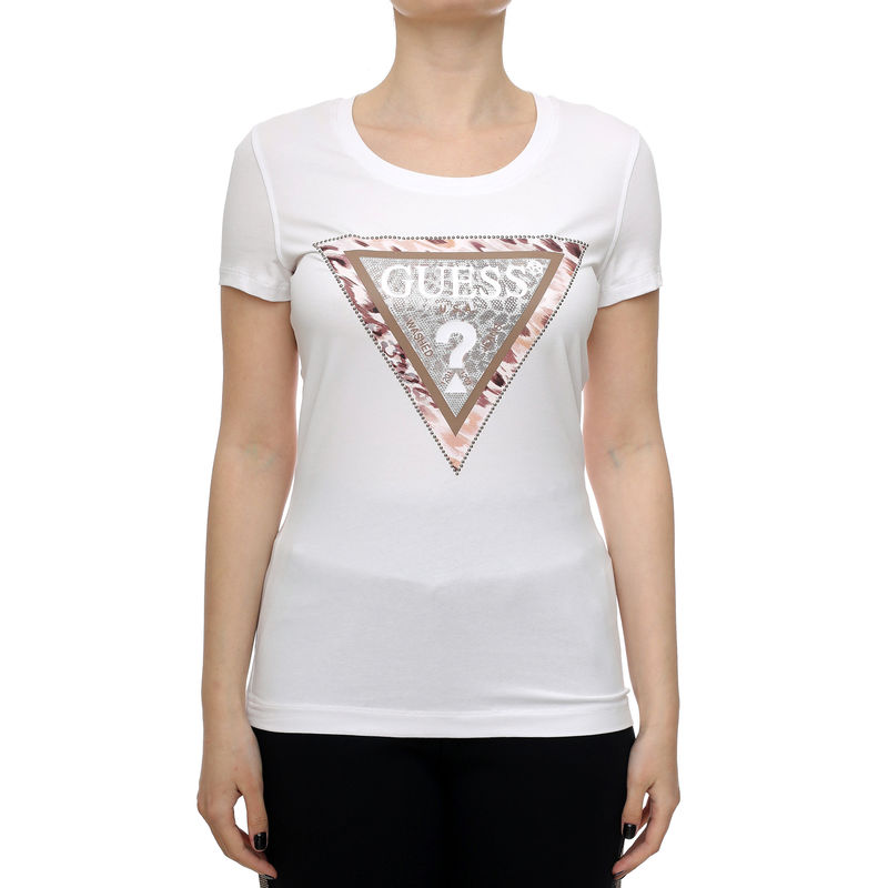 Ženska majica Guess Ss Cn Cheeta Logo Triangle Tee