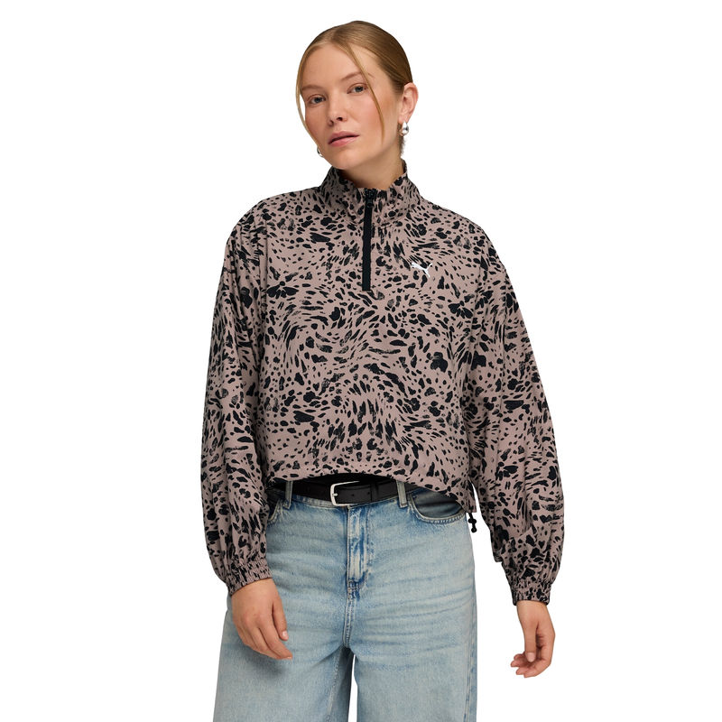 Ženski duks sa zipomPuma Ess graphic animal relaxed aop woven half-zip