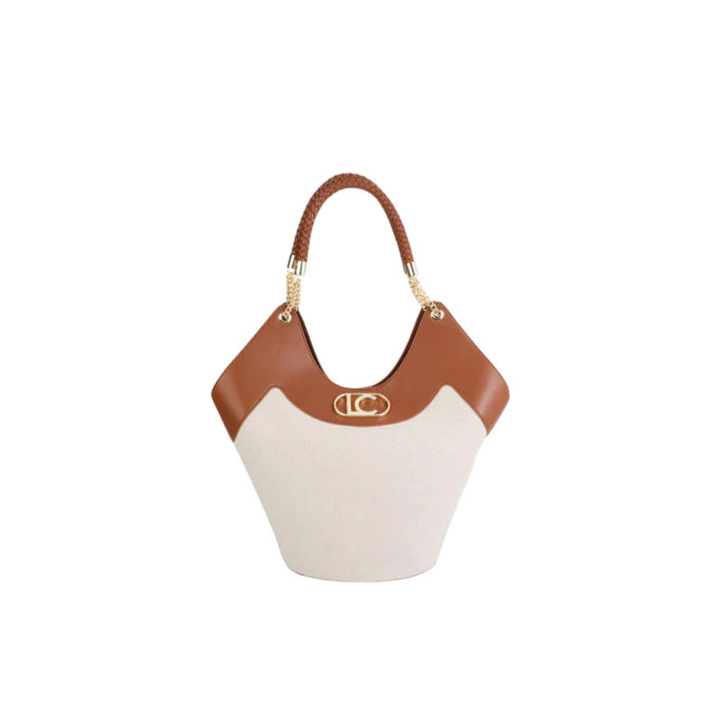 Ženska torba Lola Two-tone faux leather and canvas shopper