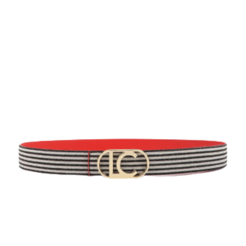 Ženski kaiš Lola Reversible coral and striped canvas belt with oval lc logo buckle