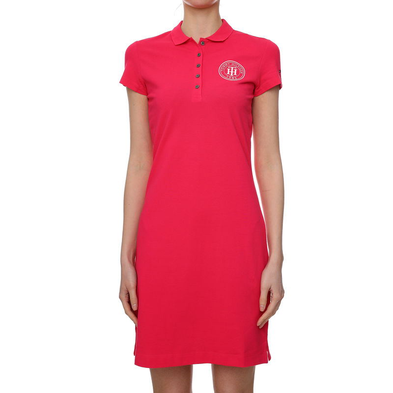 Ženska haljina Tommy Hilfiger SLIM CIRCLE SHORT POLO DRS SS TZR