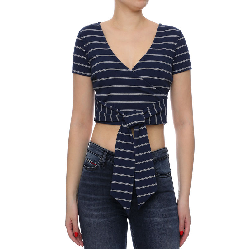 Ženska majica Tommy Hilfiger STRIPED WRAP TOP
