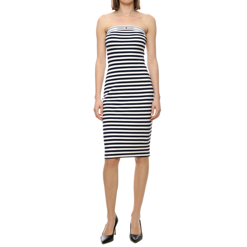 Ženska haljina Tommy Hilfiger Logo Tape Stripe Tube dres