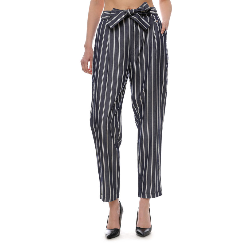 Ženske pantalone Tommy Hilfiger HR FLUID TAPERED STRIPE PANT