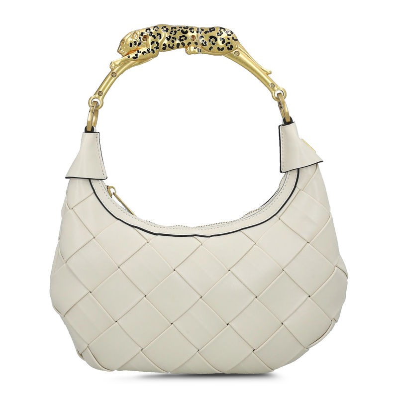 Ženska torba Lola Braided half-moon bag with leopard strap