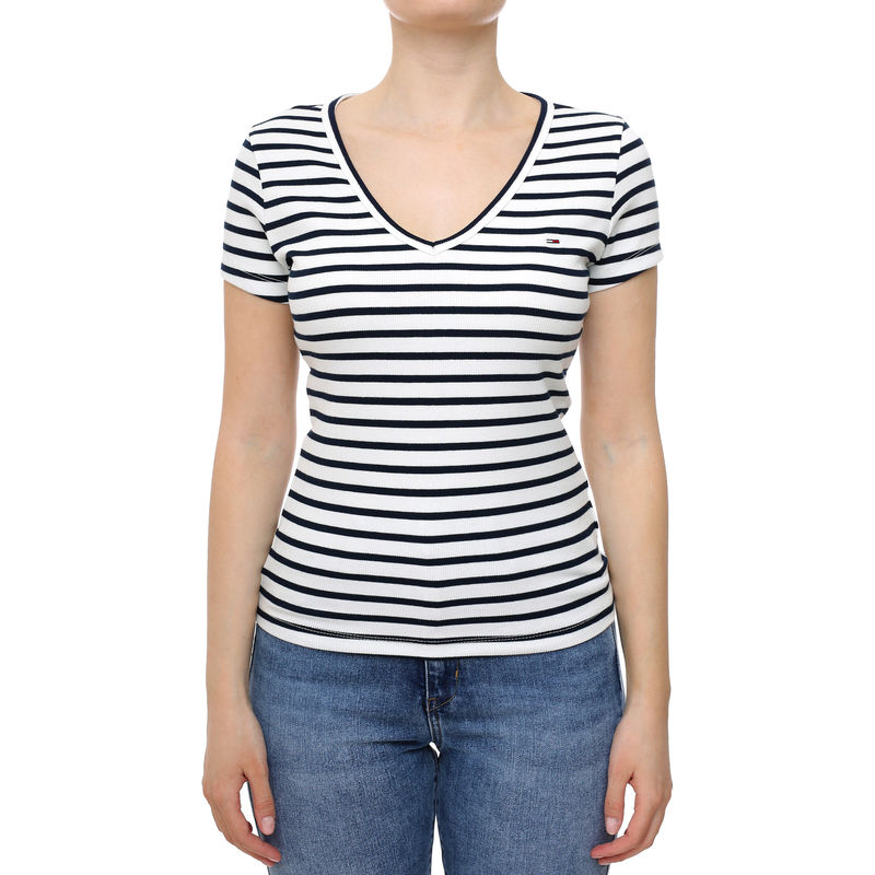 Ženska majica Tommy Hilfiger Slim Essential Rib V Ss