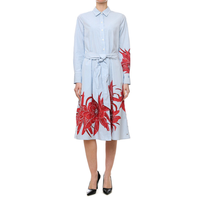 Ženska haljina Tommy Hilfiger CO FLORAL MIDI SHIRT DRESS LS 0YE