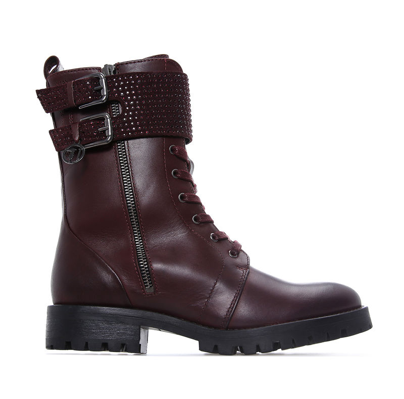 Ženske čizme TRUSSARDI COMBAT BOOTS DOUBLE BUCKLES