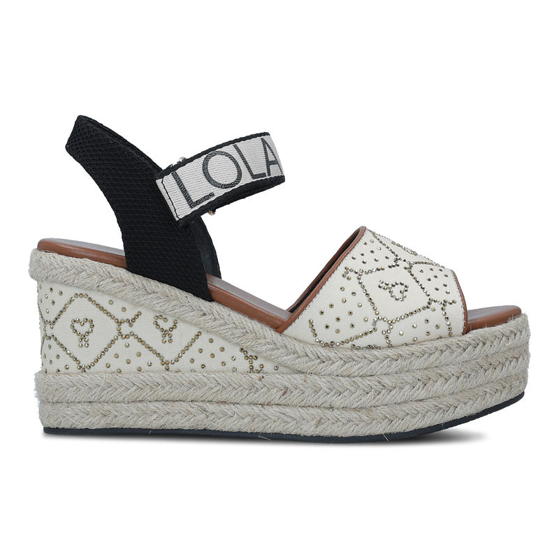 Ženske sandale Lola Monogrammed Wedge Sandals With Rhinestones