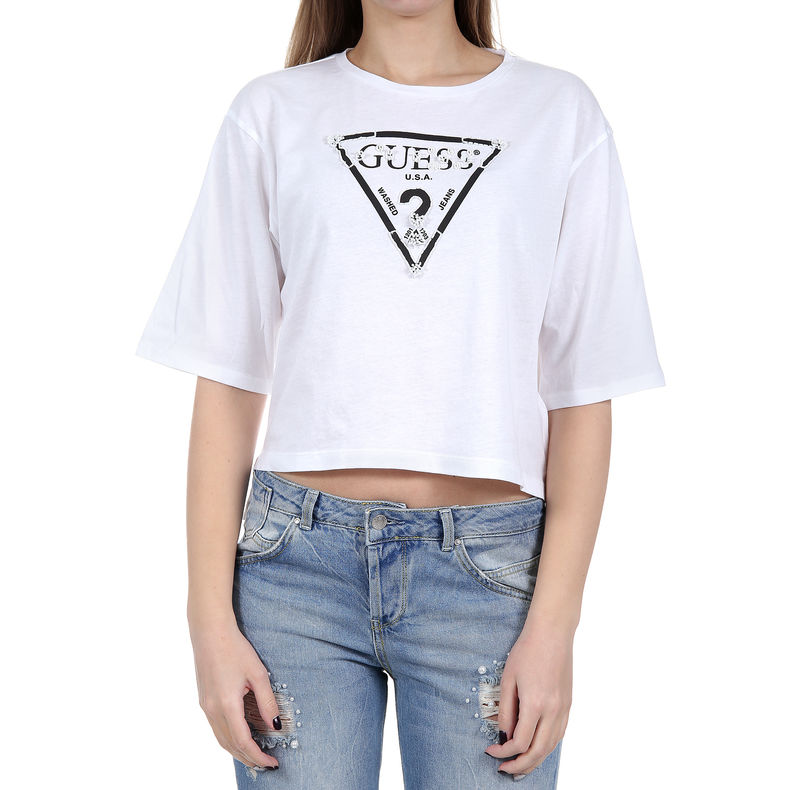 Ženska majica Guess CROPPED TRIANGLE TEE
