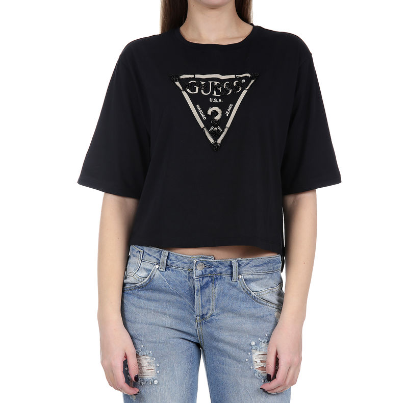 Ženska majica Guess CROPPED TRIANGLE TEE