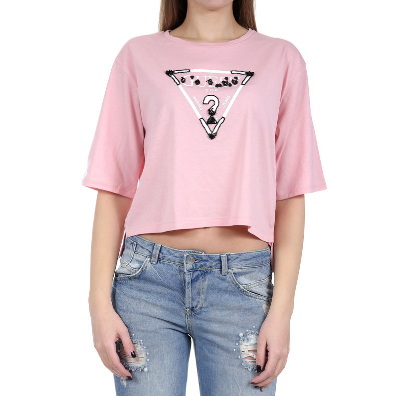 Ženska majica Guess CROPPED TRIANGLE TEE