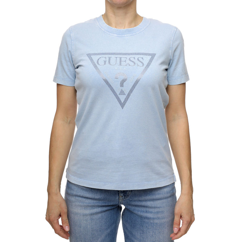 Ženska majica Guess Ss Cn Vintage Logo Stones Tee