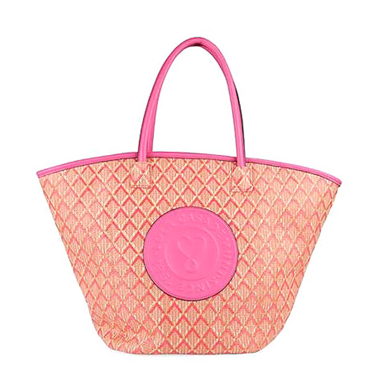 Ženska torba Lola Raffia-Effect Tote Bag With Logo Stamp