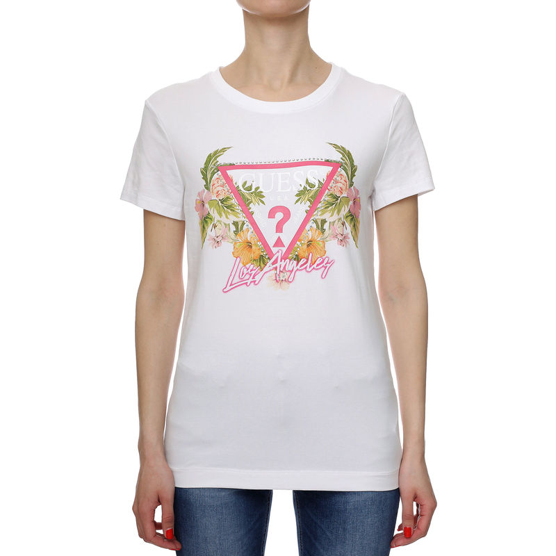 Ženska majica Guess Ss Cn Triangle Flowers Tee