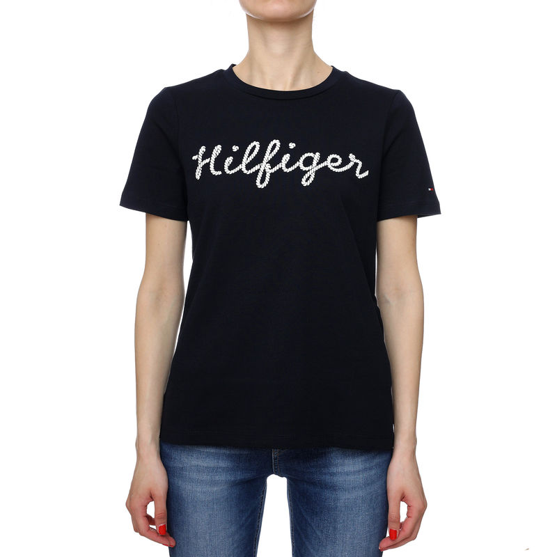 Ženska majica Tommy Hilfiger Reg Rope Puff Print C-Nk Ss