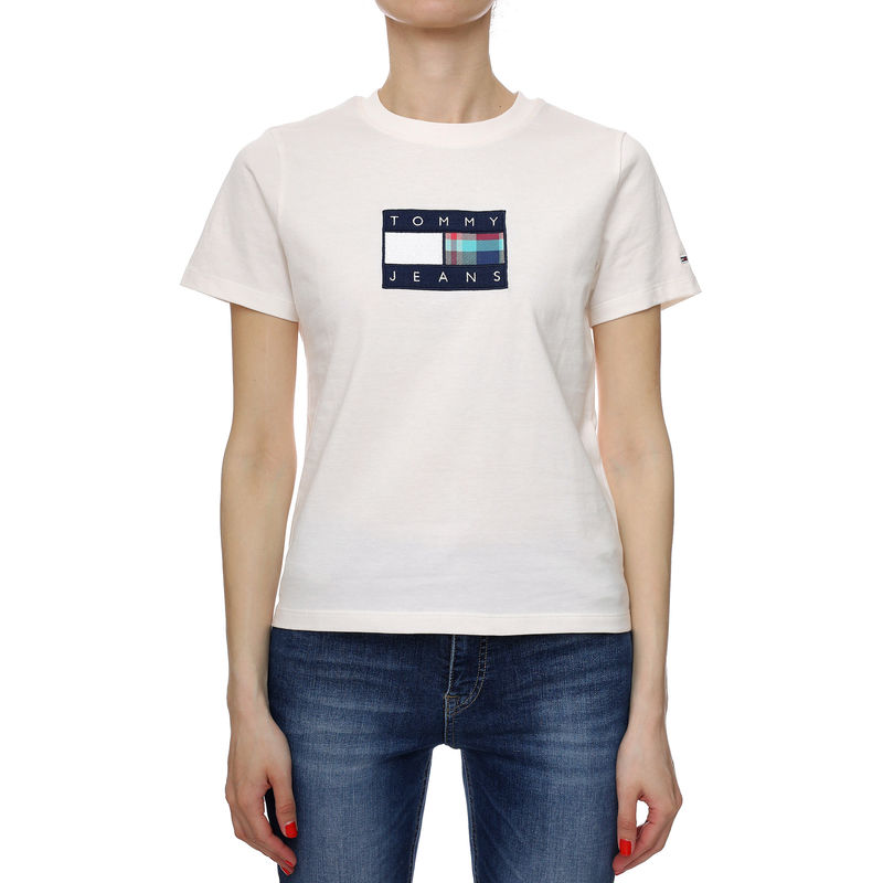 Ženska majica Tommy Hilfiger Reg Tartan Flag Tee