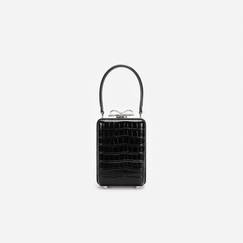 Ženska torba Self Portrait Black Croc Leather Micro Bag