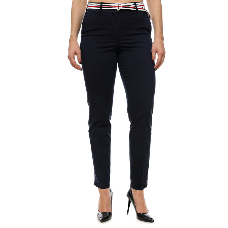 Ženske pantalone Tommy Hilfiger HAILEY SLIM CO TENCEL CHINO PANT