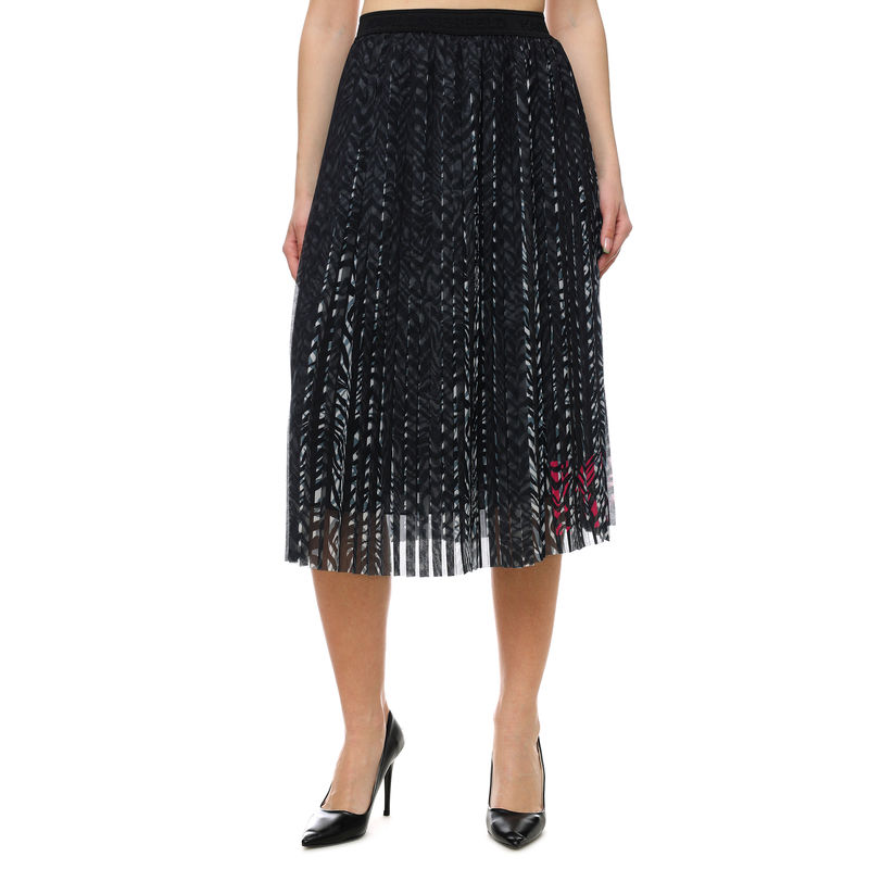 Ženska suknja Karl Lagerfeld ZEBRA PRINTED PLEATED SKIRT