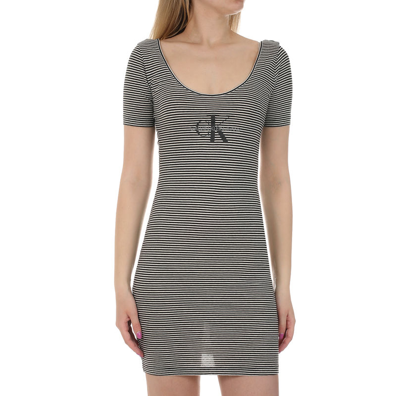 Ženska haljina Calvin Klein MONOGRAM STRIPE BALLET DRESS