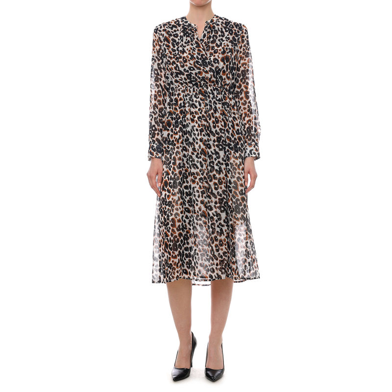 Ženska haljina Calvin Klein LS GATHERED WAIST MIDI DRESS