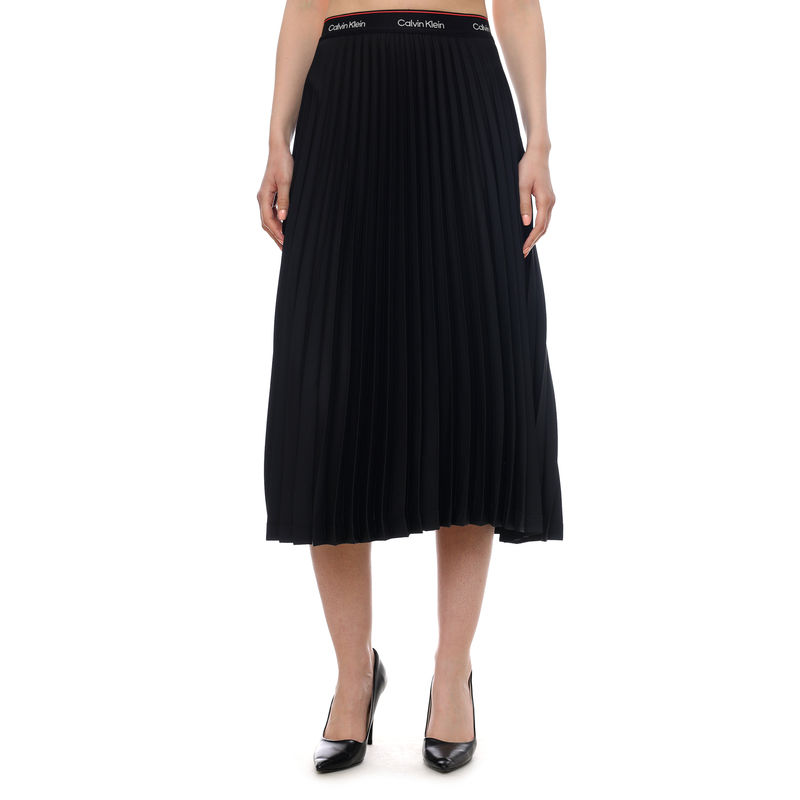 Ženska suknja Calvin Klein LOGO WAISTBAND PLEAT MIDI SKIRT