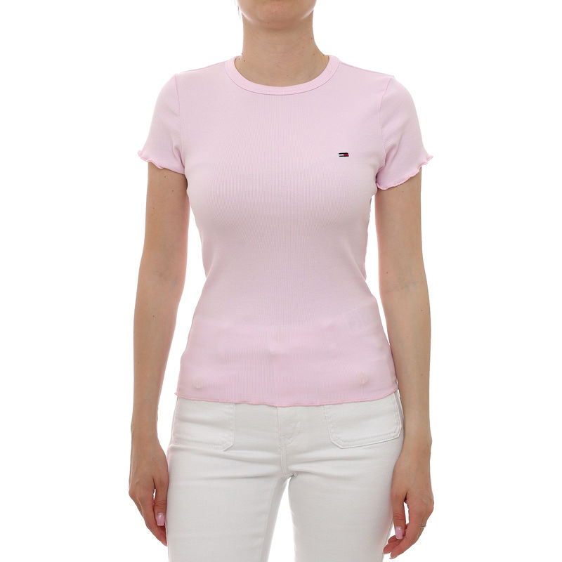 Ženska majica Tommy Hilfiger Tjw slim lettuce edge rib ss