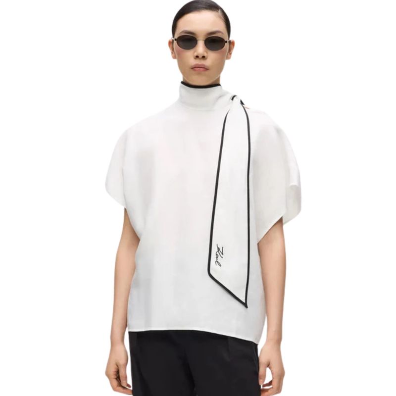 Ženska košulja Karl Lagerfeld Linen blend piping blouse