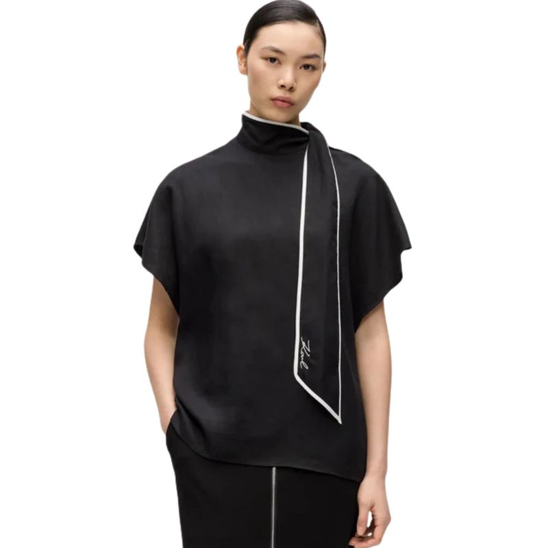 Ženska košulja Karl Lagerfeld Linen blend piping blouse