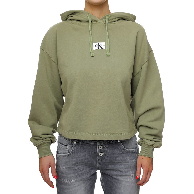 Ženski duks Calvin Klein washed woven label hoodie